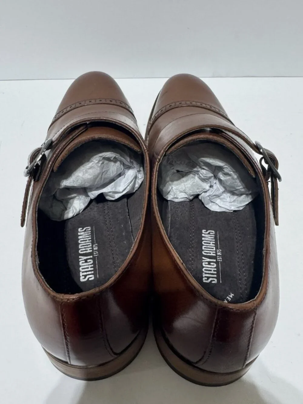 Stacy Adams Mens Desmond Cap Toe Monk Dress Shoes Size 9.5W